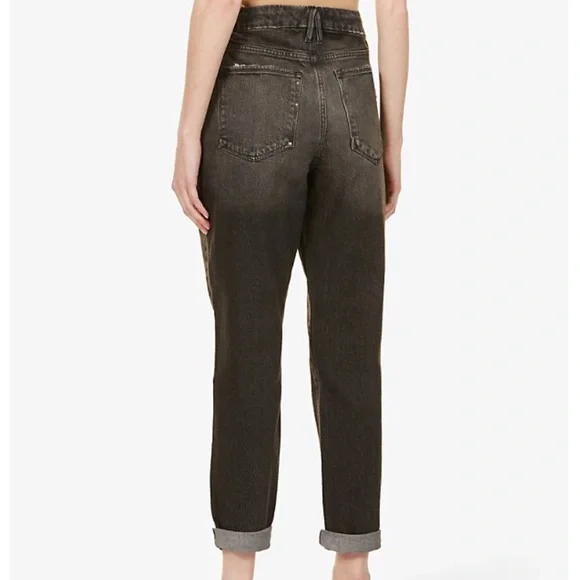 NWT Good American Good Girlfriend High Black217 Tapered-Leg High-Rise Jeans - Picture 5 of 10